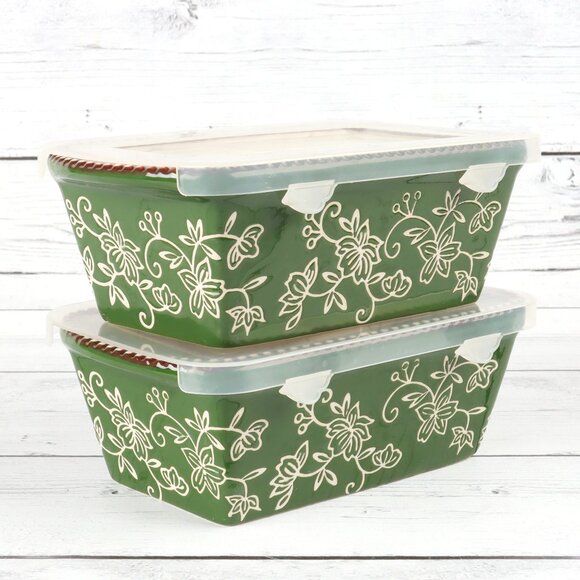 Temp-Tations Floral Lace 12 oz Ramekins with Cover & Metal Holder - Set of Two - Picture 3 of 13